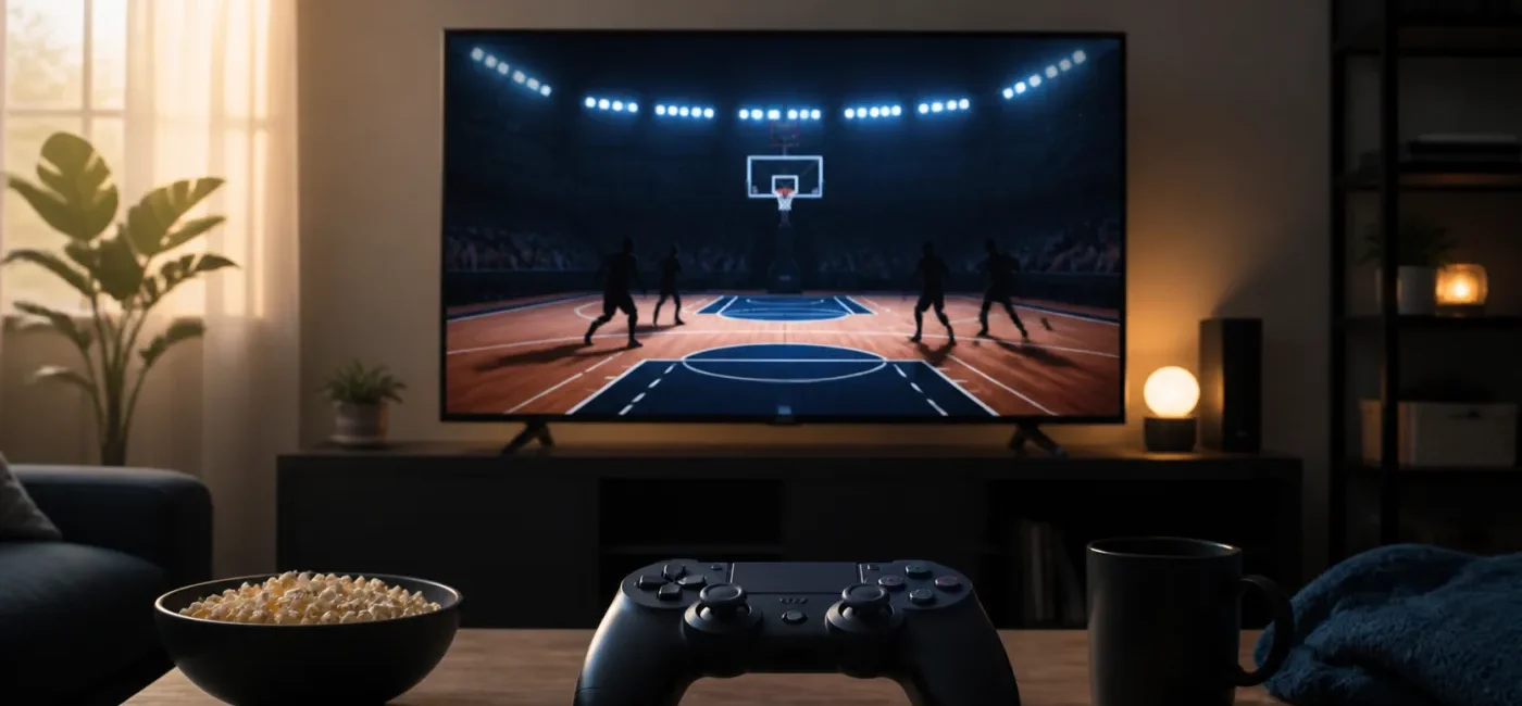 NBA 2K27 출시 전 농구 게임과 플랫폼을 확인하는 거실 게임 환경