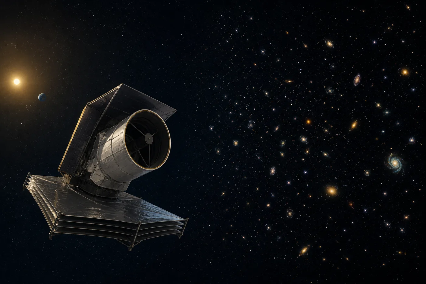 Roman Space Telescope surveys a broad field of galaxies near the Sun-Earth L2 region