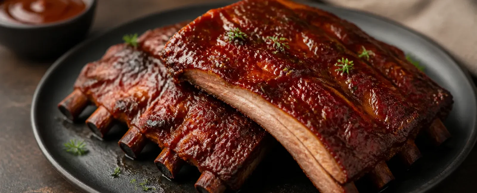 Air fryer baby back ribs with caramelized barbecue glaze