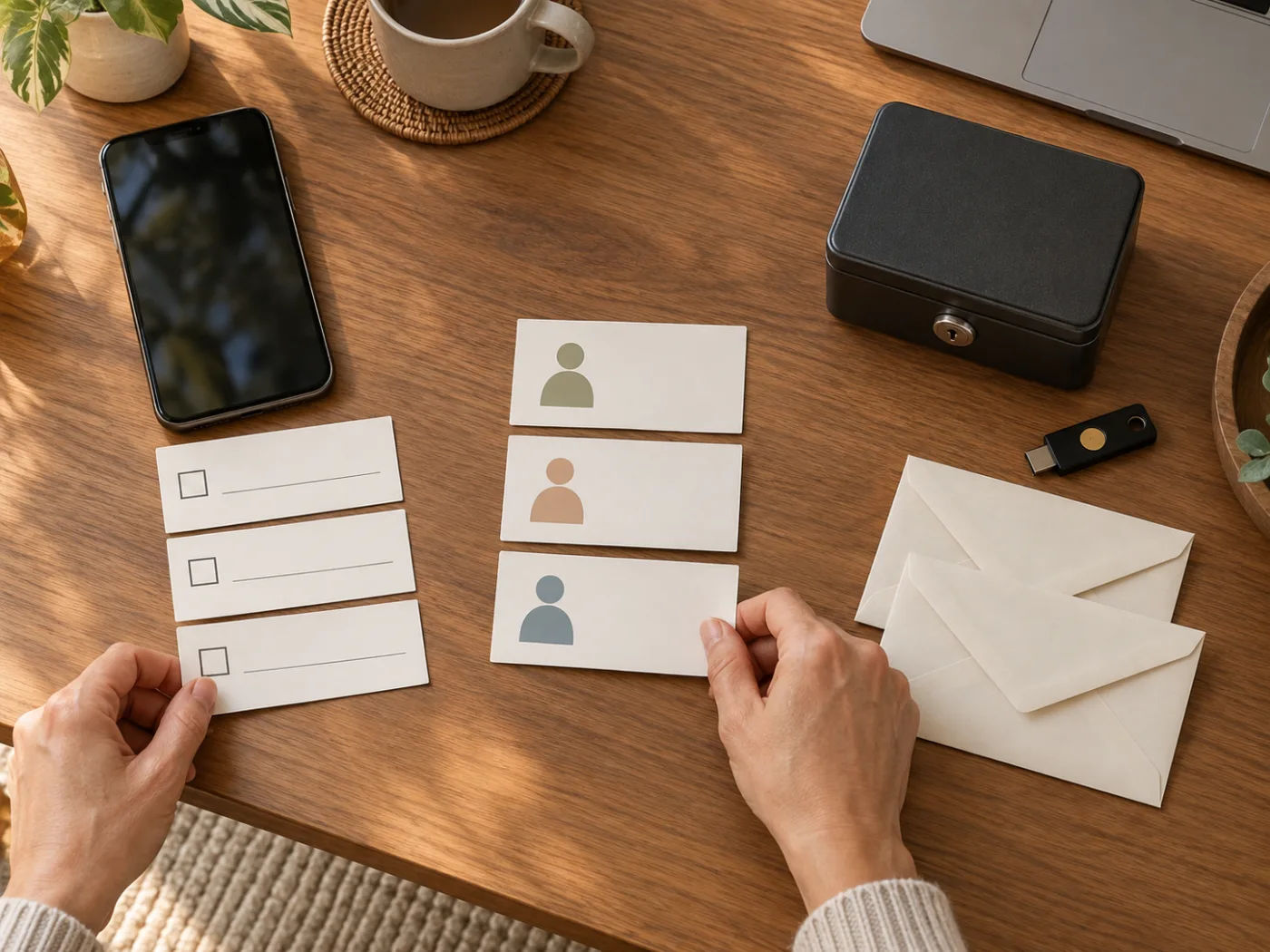 A digital legacy plan separating the account inventory, trusted contacts, official access key, and location of important documents