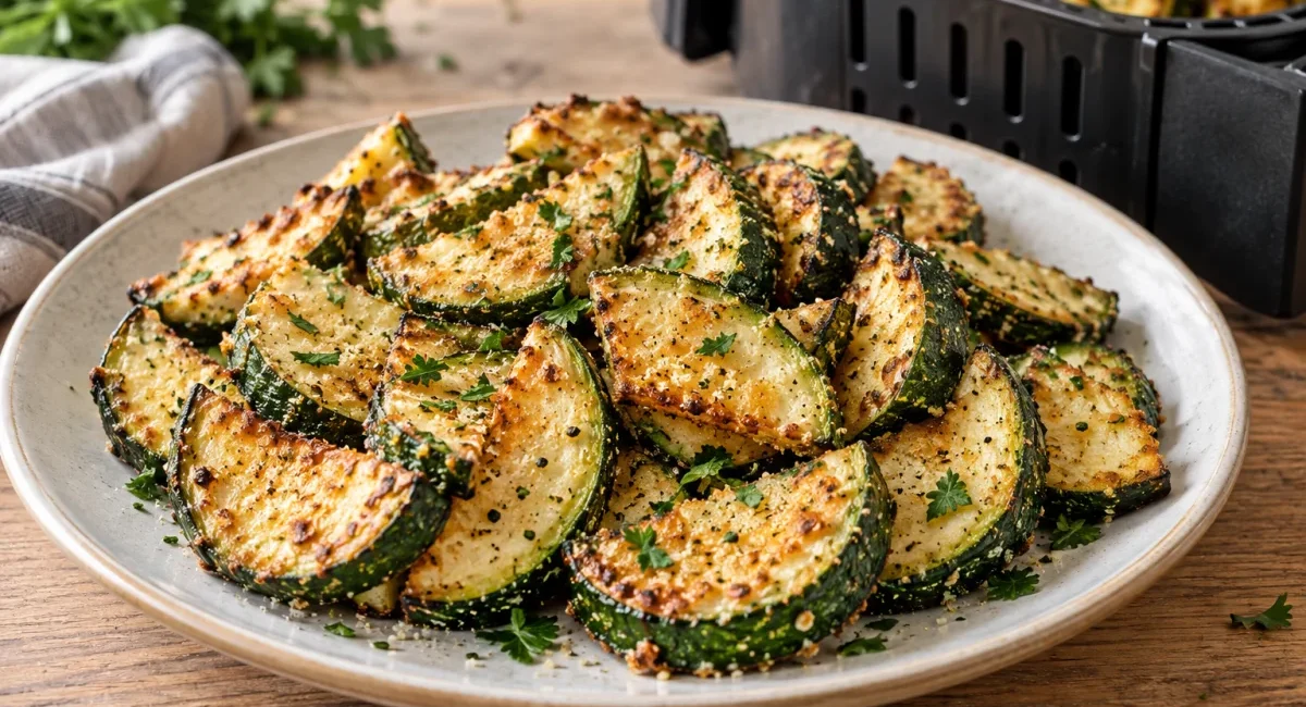 Golden air fryer zucchini with Parmesan and herbs